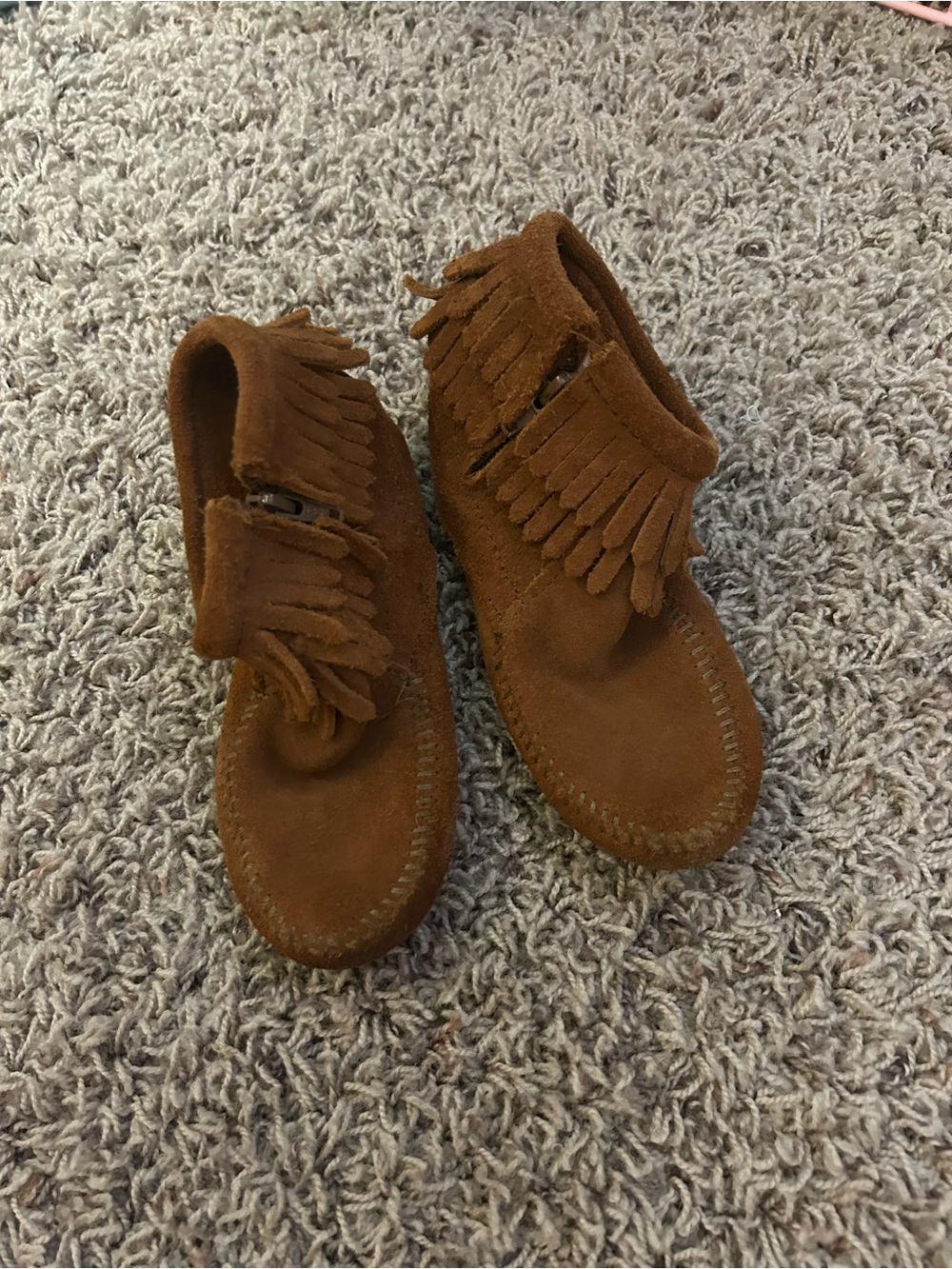 Minnetonka Kids Chestnut Brown Fringe Moccasins